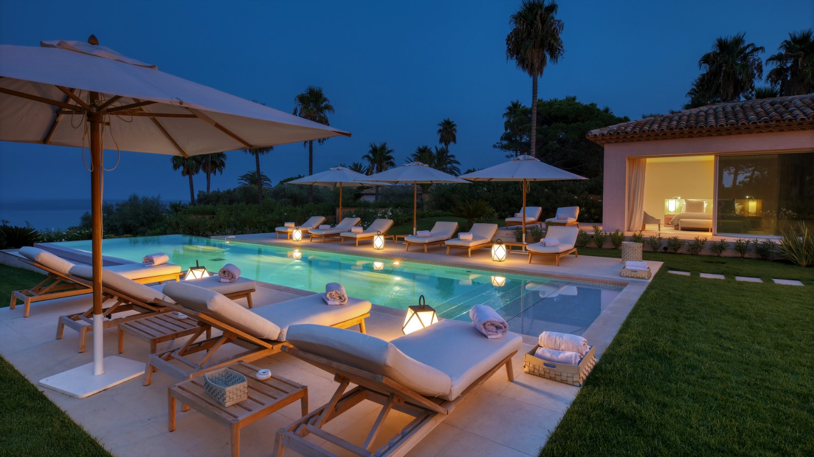 St. Tropez Luxury Villa Rental at night